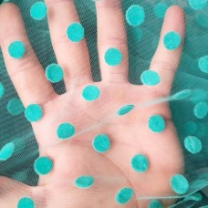 Ткань Сетка флок горох (мята)